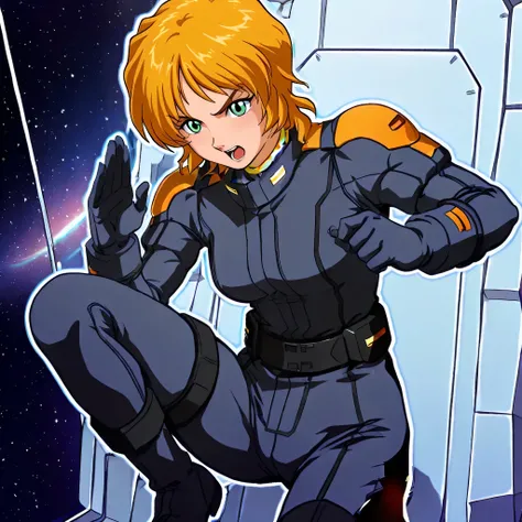 Ellis Claude, blond hair, short hair, green eyes, 