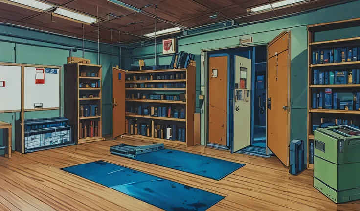 Drawn in 80’s anime art style.
Retro anime. Vintage Anime. Classical Anime.
Japanese Police Station Evidence Room
7. Armory / Evidence Room
• Access: Locked behind thick doors and monitored.
• Contents:
• Locked lockers with weapons (batons, sidearm...