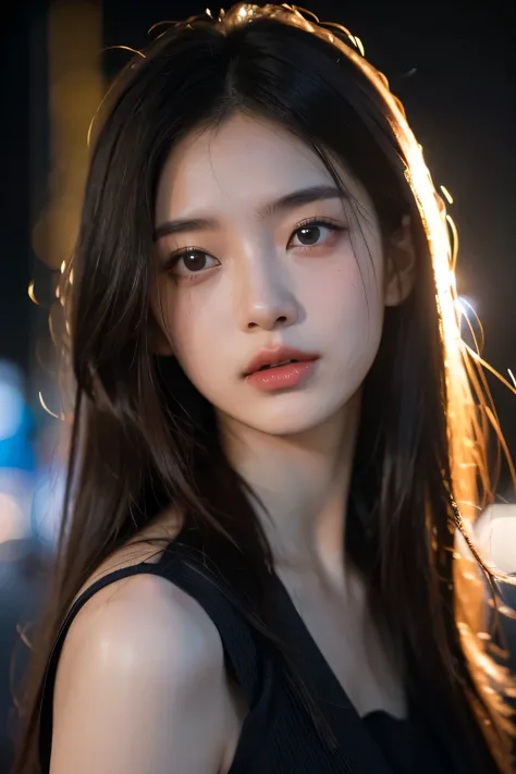 ((最high quality)), ((masterpiece)), (cinematic aesthetic:1.4) Beautiful Japanese fashion model bokeh city night photo Yaju(Yazō),(最high quality:1.2),ultra high resolution,high quality,(realistic, photorealistic:1.4),1 girl,alone,long hair,black eye,Upper b...