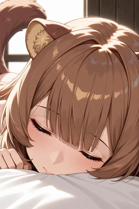 raphtalia, Close your eyes, completely naked from head to toe, Who sleeps on a bed