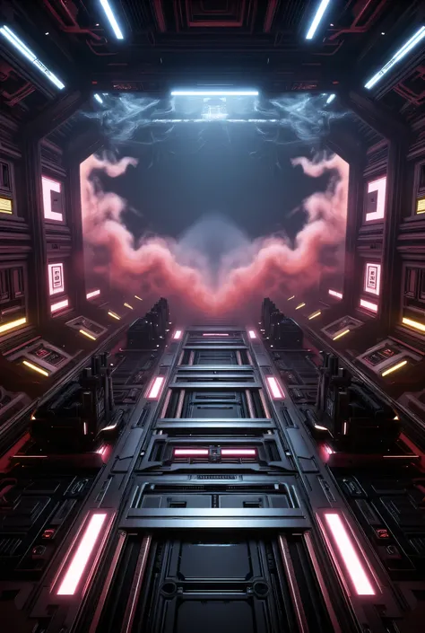 A strange futuristic laboratory with large chambers, cryo stasis, strange gases, electric