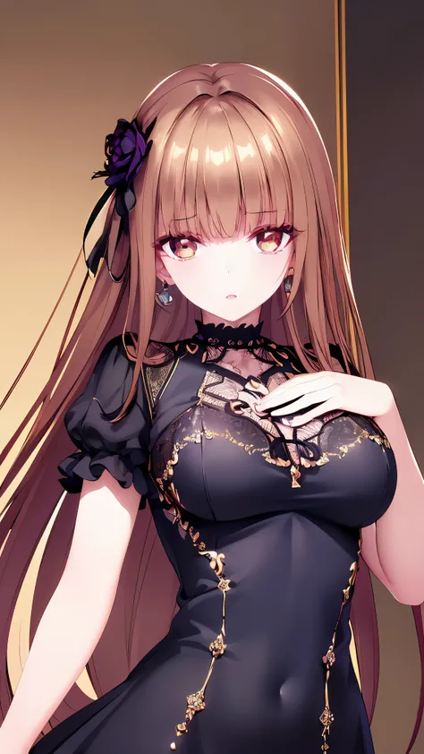 ((best quality)), ((masterpiece)), (detailed), perfect face, ((Best quality, 8k, Masterpiece: 1.3)), Sharp focus A beautiful woman with perfect body, Slim abdomen, Highly detailed face and skin texture, Detailed eyes, Double eyelid, brown hair, hair flower...