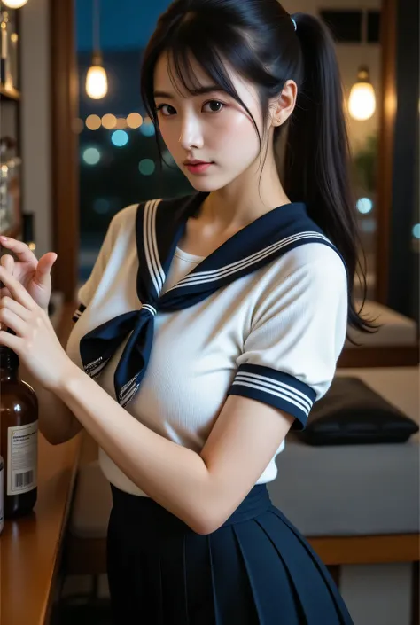 Highest quality, photo realistic, high resolution, masterpiece,
Super beautiful Japanese mature woman, 50years old, her job is a masseuse, looks like a intimidating dominatrix, closed mouth, condescending gaze, charm with gaze, staring at the viewer, long ...