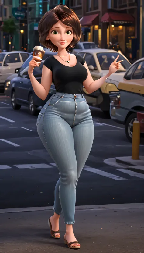 ((best quality)), ((masterpiece)), (detailed), aunt Cass , hot and sexy woman having massive boobies and thick thighs, voluptuous figure, belly folds, chubby body, short brown hair, green
eyes, bent body, bright sunshine, looking at viewer, wide hips, ...