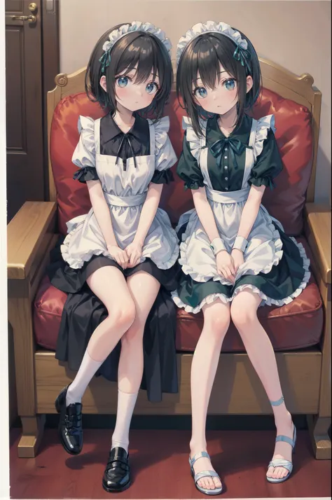 convenient leg, feet focus, knees together feet apart, Gently stare. by krenz Cassiato , Asuka, Anime Styleイラスト, Official Art, That's right, fubuki, high quality anime-style art as a model, high resolution, Anime Style, (maid clothes:1.6),