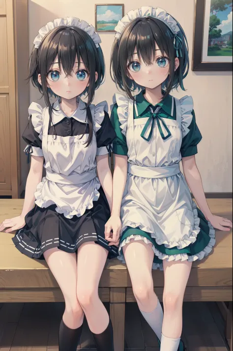 convenient leg, feet focus, knees together feet apart, Gently stare. by krenz Cassiato , is sitting, Asuka, Anime Styleイラスト, Official Art, That's right, fubuki, high quality anime-style art as a model, high resolution, Anime Style, (maid clothes:1.6),