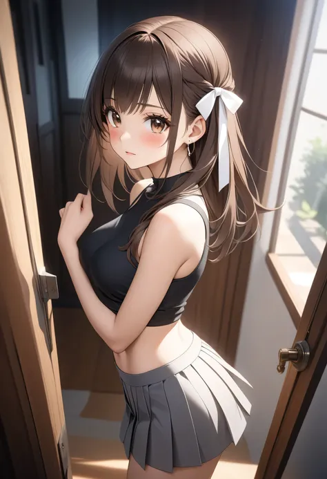 Masterpiece, better quality, Alta resolución, UHD, perfect pixels, depth of field, 4k, RTX, hdr))), 1 girl, single, s of high school, alone, full body, medium height, beautiful anime girl , beautiful artistic style, anime character breasts, ((serene expre...
