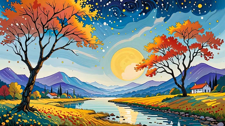 2d,flat,Cloisonné enamel,Chinese style,modern Art,Fine-brush Painting,Chinese aesthetics,Printing pattern,Color ink,Polka dot art,((Dot:1.9)),Freehand,artistic conception,Wu Guanzhong's artistic style,Minimalism,Birch tree close-up,Elegant and soft ton...