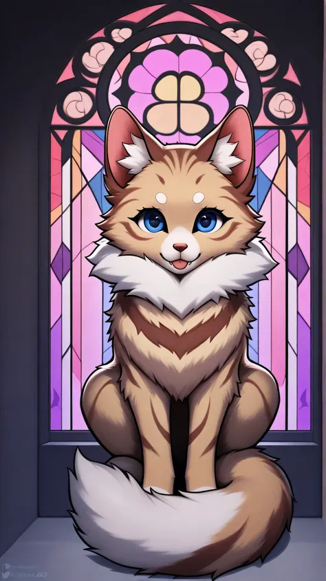 stained glass　animal　cute　cool　 unrealistic　Add a playful production