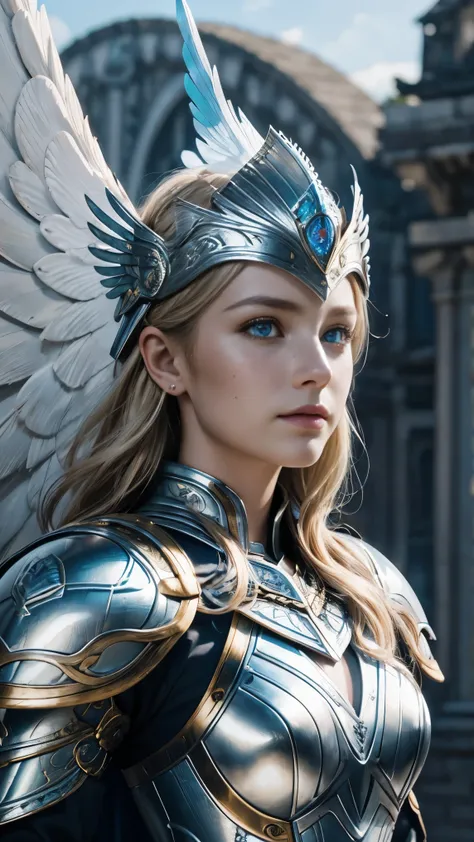 Photorealistic Images ((masterpiece)), ((High Quality)) 8K Full HD, Truly Beautiful Viking Goddess Freya , slim, full body, ( it's not an anime , Not 3D, Not a cartoon) (Freckles on the face ), ( long blonde), (blue eyes), ((( Ultra Realistic Full Armor ...