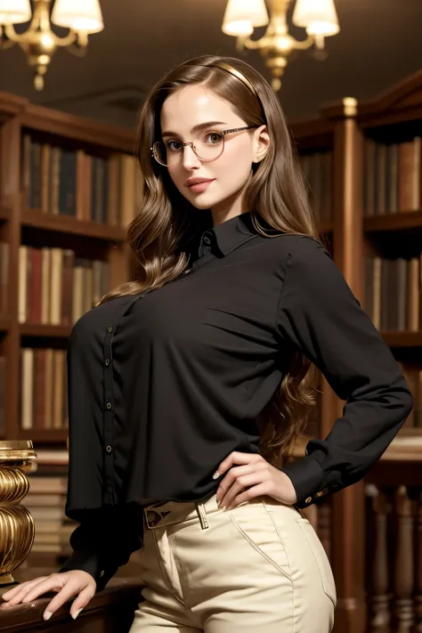 close shot, (((soft lighting))), eyes looking away, (tall skinny araffe lanky statuesque slim young Jewish-American woman, (Natalie Portman:0.9), (open sheer white collared blouse), bright symmetric eyes, big huge massive gigantic colossal sagging long sym...
