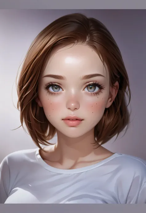 a close up of a woman with a white shirt and brown hair, portrait sophie mudd, accurate ultra realistic faces, photorealistic beautiful face, ultra - realistic faces, hyperrealistic beautiful face, ultra realistic faces, beautiful realistic face, young fem...