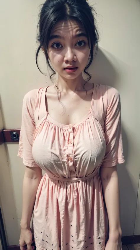 young girl, (Nfsw gorgeous  bare breast out from dress, this picture is worth a thousand [strike]words[/strike]s, (natural beauty), curly black hair, expressive ears, captivating glance, well-defined limbal rings, dilated pupils, (well-defined actuality), ...