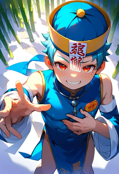 (score_9, score_8_up), (ultra detailed), (8k), (cute face), (detailed eyes:1.3), (shiny eyes), (masterpiece eyes), (1 boy), (shota:1.5), (standing:1.3), (one hand reaching:1.3), (one hand on chest:1.2), (five fingers:1.5), (bent over), BREAK (purple detach...