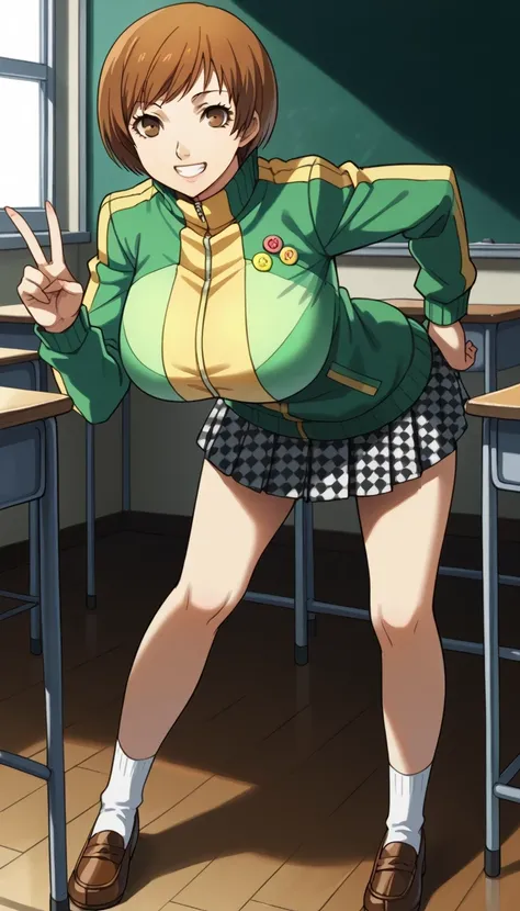 score_9, score_8_up, source_anime
1 girl, solo, cute face,
p4chie, satonaka chie, short hair, brown hair
p4chie-winuni, school uniform, yasogami school uniform, green jacket, zipper, button badges, pleated skirt, houndstooth skirt, socks, loafers,
classroo...