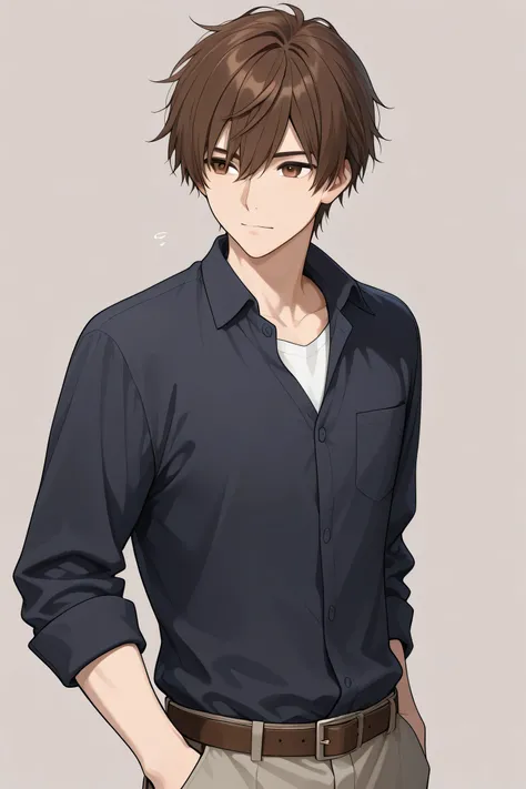 Boy with brown hair and brown eyes and 18 years old
