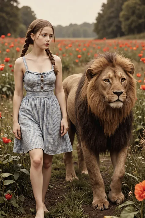 Dorothy is sex puppet, Dorothy and the Cowardly Lion walking through a field of poppies,
antqgldnCE style,
nsfw,
for Adult,
Photorealism,
((A scene from a live-action movie)),
Incredibly detailed,
19th century photo, antique photo, sepia toned photo,
Do...