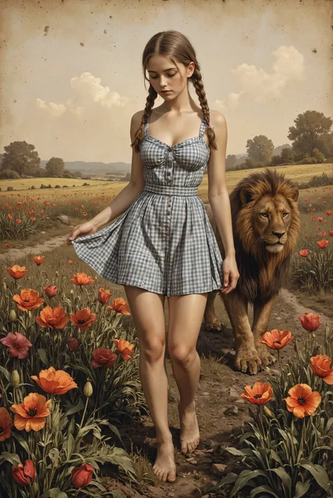Dorothy is sex puppet, Dorothy and the Cowardly Lion walking through a field of poppies,
antqgldnCE style,
nsfw,
for Adult,
Photorealism,
((A scene from a live-action movie)),
Incredibly detailed,
19th century photo, antique photo, sepia toned photo,
Do...