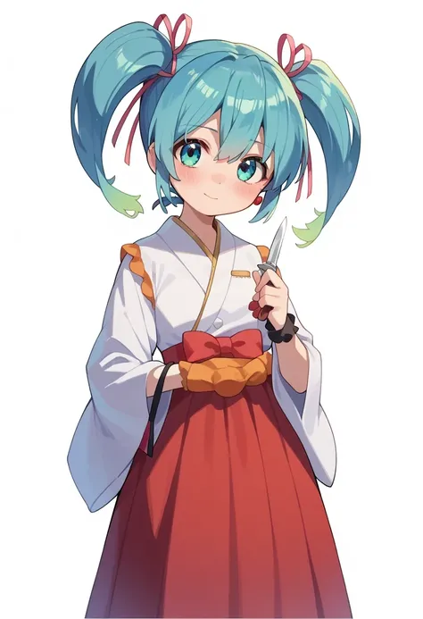 Close up of a person in a dress holding a knife,  anime Moe art style,  oriental character , From desire, A cute anime bride is wearing a nice dress, twin tail, anime characters, I'll put that on hold, anime style 4k, Hatsune Miku's short hair , Young Anim...