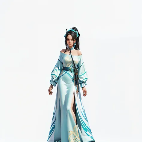 Front view of a woman，Extra large cup， are perfectly detailed，has exquisite facial features， Clothes are exquisite ， Game Character Design ，3D Rendering
