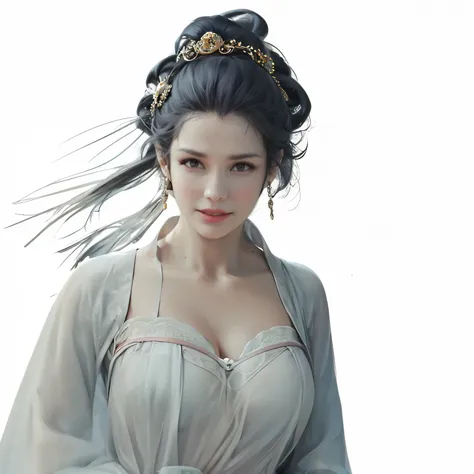 Front view of a woman，Extra large cup， are perfectly detailed，has exquisite facial features， Clothes are exquisite ， Game Character Design ，3D Rendering