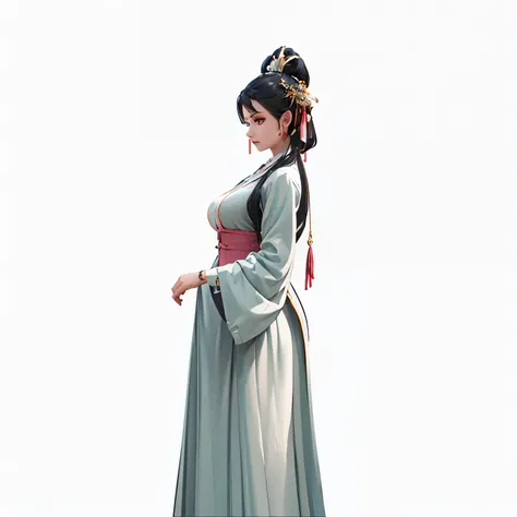 Front view of a woman,Extra large cup, are perfectly detailed,has exquisite facial features, Clothes are exquisite , Game Character Design ,3D Rendering