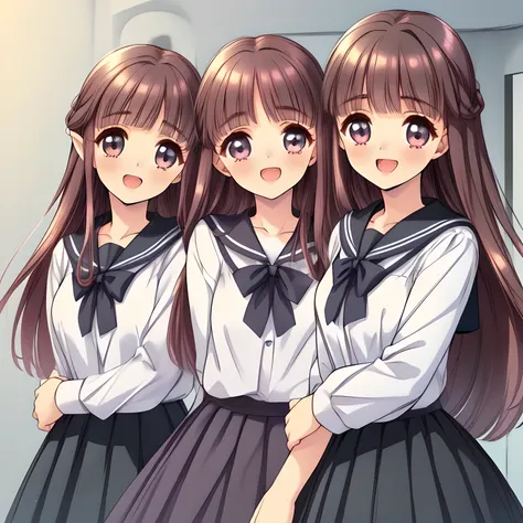 (highest quality, masterpiece:1.2), highest quality, High resolution, 1080p, 8K, (Three Too beautiful noble pure clean neat (170cm tall) ethereal girls are standing calmly (intelligent and perfectly balanced slender beautiful style), (bewitching laughter),...