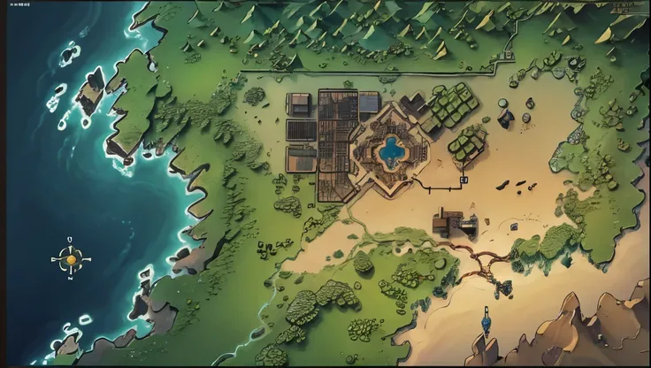 RPG style map,RPG big map,pixel style big map,Desert scenes and oasis scenes,Large maps with rich scenes,Rich scene maps,Rich maps,detailed map,route planning,route logo,地图route logo,section division,Regional division,map border,游戏map border,俯视角Floor Map,F...