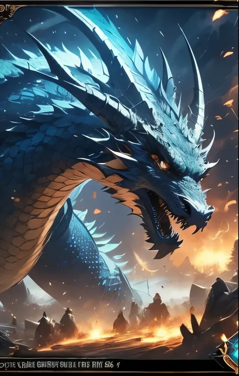 （（（ＳＦＷ、Highest quality、 first class masterpiece 、 normal body 、32k、  detailed face 、super precise、  normal hand、５refer to、Highest）））、dragon、Bahamut、Megaflares 、 card frame 、Attack Power 3000 Lower Left、Defense 2000 Lower Right、game card、Rare card 