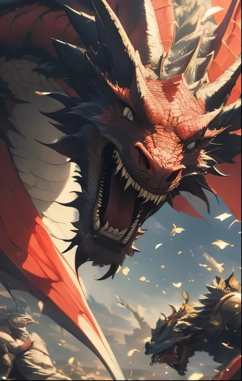 （（（ＳＦＷ、Highest quality、 first class masterpiece 、 normal body 、32k、  detailed face 、super precise、  normal hand、５refer to、Highest）））、dragon、Bahamut、Megaflares 、 card frame 、Attack Power 3000 Lower Left、Defense 2000 Lower Right、game card、Rare card 、Shining ...