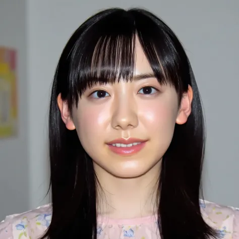 ((((Ultra HD))))、(((full body photo)))、professional photographer、professional lighting、Camera gaze、20 year old Japanese woman singing in mile、long black hair with bangs