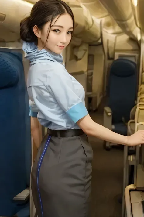 (masterpiece:1.2, Highest Quality:1.2), 32kHDR, high image quality 。 perfect for loosely aligning your legs , (alone、 1 girl on break day)、( daytime building rooftop 、 professional lighting )、 against the roof of a building 、(ANA Flight Attendant Uni...