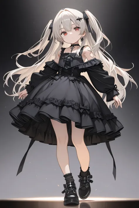 1 girl、Young girl, Gothic ta,oversized, expressionless, Long sleeves,Hide your hands, masterpiece、Highest Quality, full body, Very Detailed,(best quality),((masterpiece)),(high resolution),8K wallpaper,dynamic pose with armpit hair,