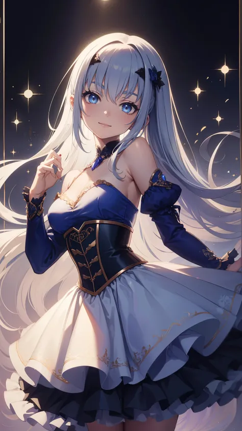  girl  ,   Smile, compensate, Blue Eyes, Large percentage    , White gothic bear top dress , ( anime style:1.4), Soft touch of painting  、超 high resolution ,  Pay attention to details,  HD image quality ,  high resolution , 最 HD image quality , 4K,  8,000,...