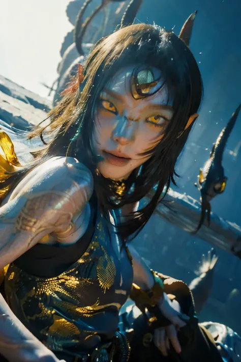  Gold((Man with scales))Yellow Eye((ミディアムロングの Gold、Yellow hanging eyes))Extraordinary man with fish scales and muscles、A beautiful, smooth, silky face、 Gold、 Gold、 Gold、 Gold、 Gold、 Gold
