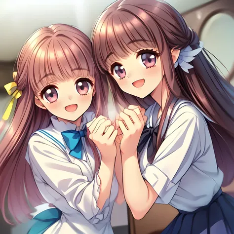 (highest quality, masterpiece:1.2), highest quality, High resolution, 1080p, 8K, (Three amazingly beautiful noble pure clean neat ethereal (love story heroines) are having a noble tea party together around a table in a underground classroom, inviting me to...