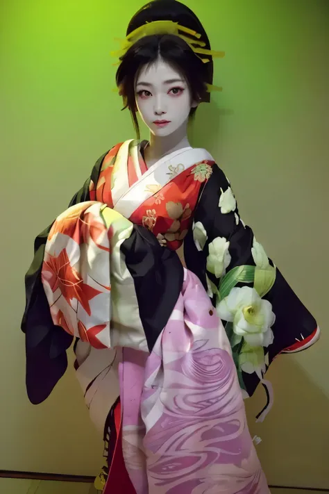 very large fimbril ((big eyes、large drooling))The most beautiful woman in the world with a very thin chin is 25 years old((very long, bushy lashes))Beautiful, smooth, silky skin((very long black hair))25-year-old woman((Gorgeous obi、豪華な hairpin))Beautiful ...