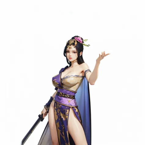 Front view of a woman，H cup， are perfectly detailed，has exquisite facial features， Clothes are exquisite ， Game Character Design ，3D Rendering