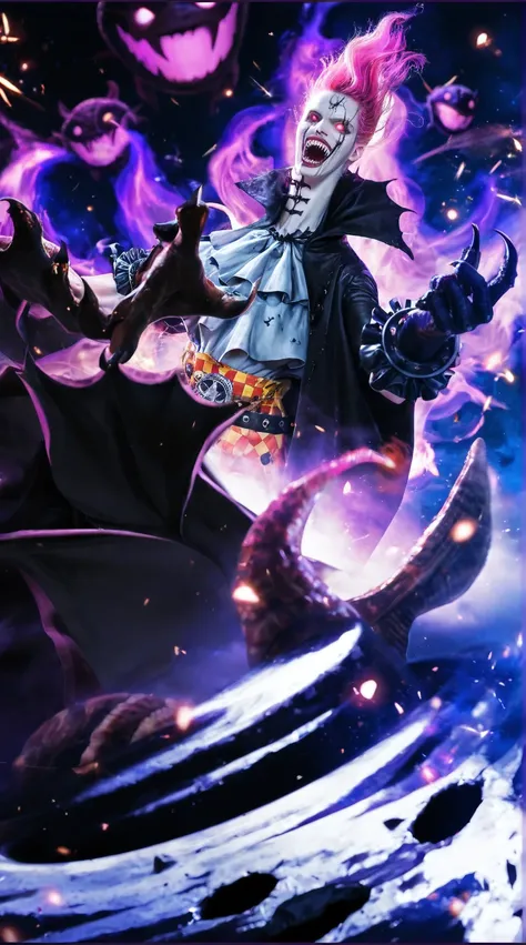 score_9, score_8_up, score_7_up, source_anime, detailed, wallpaper, beautiful details, gecko moria, one piece, 1 monster, ultra realistic, cinematic lighting, sharp facial expression, vampire-like pale skin, jagged shark-like teeth, slim tall humanoid male...