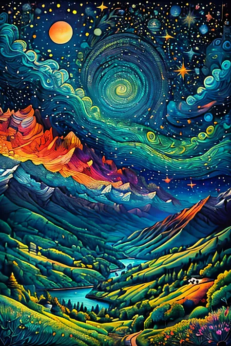 グスタフクリムト 、Woodblock print、universe、Dramatic、emphasizes the immeasurable power of nature. universeのスケール感と静けさを与えている. The overall atmosphere is dynamic and dramatic, universeの生のエネルギーと美しさをとらえている.愛の世界