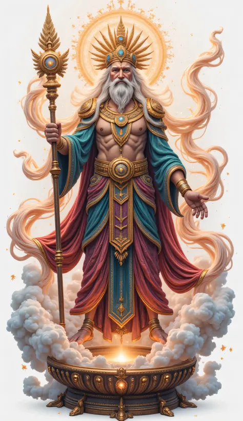 Bathala，Philippine deity，He was the god of creation、King of the Sky。old age、Wise。Symbol of the power of creation and control of nature {x} A headdress often worn with gold or feathers diadem，symbolizes the destruction of the universe The artist。Body High a...