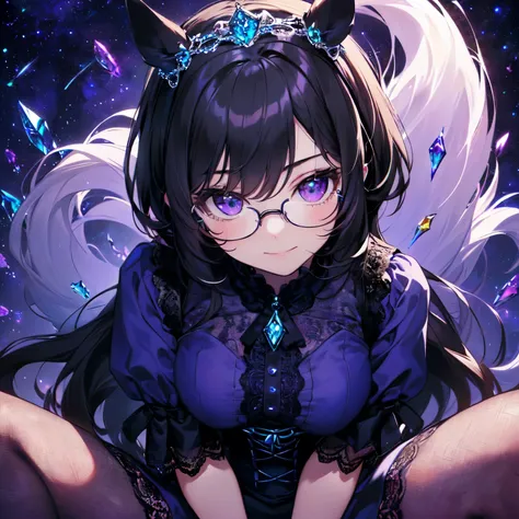 (Solo: 2). Girl. (Girl with horse ears: 1.5). (Girl with horse tail: 1.5). (Muscular girl: 1.5). (Full beautiful breasts: 1.5). (Black hair: 1.5). (Sitting torture: 1.5). (Hidden fingers: 1.5). (Hidden hands: 1.5). (Arms folded under breasts: 1.5). (Fancy ...