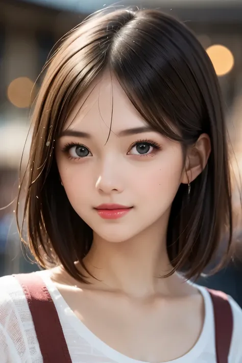 (masterpiece), highly realistic, beautiful atmosphere, intricate textures, super-resolution, hyper-realistic, high contrast, Portrait of a cute girl, looking at viewer, Focus on the Face, (Glowing Eyes), Glossy lips, rouge lip, make-up, blush cheek, smile,...