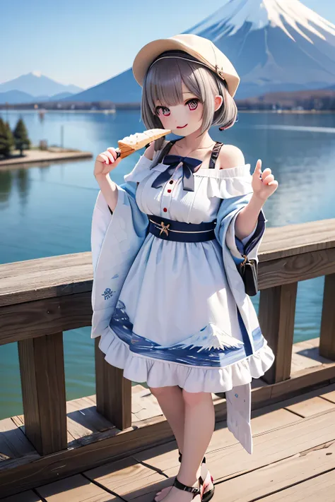 Highest Quality、high image quality、masterpiece、Detailed Background、(very detailed face:1.3)、(detailed eyes:1.3)、age beauty、(huge breasts:1.2)、perfect body line、anatomically correct、(Normal number of fingers:1.3)、Cute hair color 、braided bob cut、ponytail、twin tails、Happy Atmosphere、big smile、summer resort、Beautiful Nature、

(Two girls eating ice cream with Mt. Fuji and Lake Kawaguchi in the background:1.ummer resortでおいしそうにアイスクリームをぺろりとなめている少女:1.5)、

off-shoulder tops with bright colors and bright patterns、dresses with bright colors and patterns such as floral and fruit patterns、Cool sandals、cap for sun protection、富士山の麓に位置する河口湖や五湖はBeautiful Nature環境が広がるsummer resortです、You can enjoy a walk on the lakeside and enjoy boating views of Mt. Fuji、cute