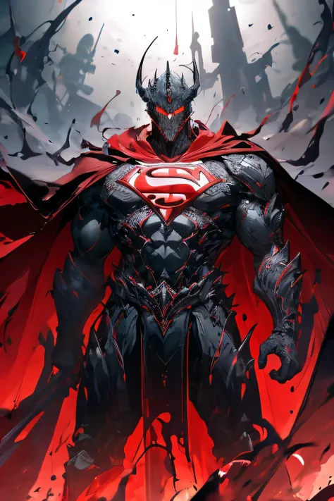 A fearsome demon lord emerges from the shadows, wearing a truly awesome suit of armor. It stands tall and proud, with its hands resting on its hips in a confident and dominant stance. The armor is adorned with intricate details and engravings, and a flowin...