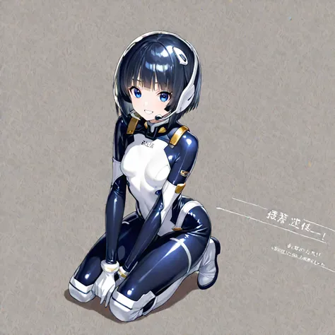 (masterpiece、Highest Quality、highest resolution、 clear image 、 Detailed Details 、Point Perspective Graph ):(full body、20 year old girl、 improves white space outfits The Face of Japan 、Shaoyang、 slim、 Dark blue super short bob-cut hair 、(Hidden small brea...