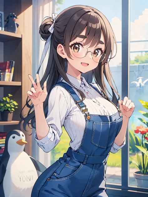(score_9, score_8_up, score_7_up), source_Anime, absurd_res, white, blue, black, 1girls, solo, multiple girls, upper body, super fine illustration, an extremely delicate and beautiful, best quality, masterpiece, 8K, spring setting, Aquarium, A flock of pen...