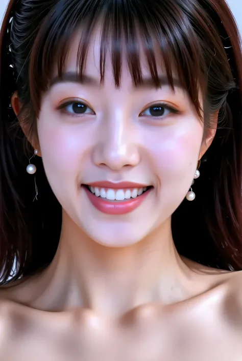 {{8K},{Top Quality},{Masterpiece},{Realistic},{Highly Detailed},{Photorealistic},{{{Black Hair}},{{{(Straight Hair}}},{{Bangs:1.8)}},{{Detailed Face},{Detailed Eyes}},{{Lipstick}},{Fine Skin},{Fair Skin},{{{topless:2}}},{{((topless,High School Girl:18 Year...