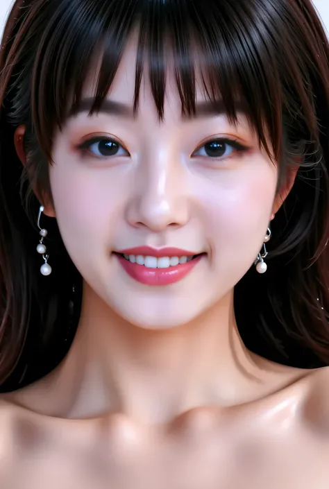{{8K},{Top Quality},{Masterpiece},{Realistic},{Highly Detailed},{Photorealistic},{{{Black Hair}},{{{(Straight Hair}}},{{Bangs:1.8)}},{{Detailed Face},{Detailed Eyes}},{{Lipstick}},{Fine Skin},{Fair Skin},{{{topless:2}}},{{((topless,High School Girl:18 Year...