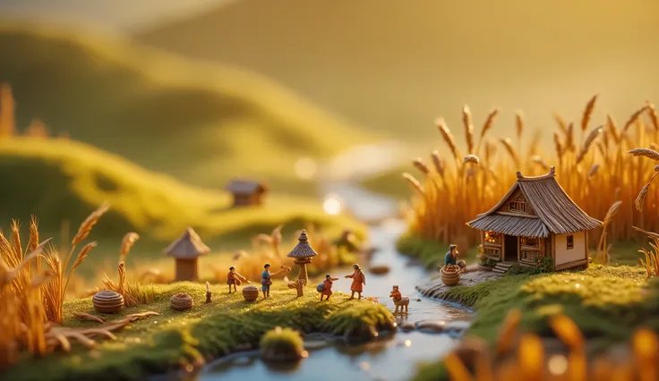 Yuan_small world,Food Microphotography,White dew,campo,small figures,reeds,gatos,autumn orvalho,orvalho,rural architecture \nSlope displacement,excellent lighting,super detailed,depth of field,Fujifilm,
